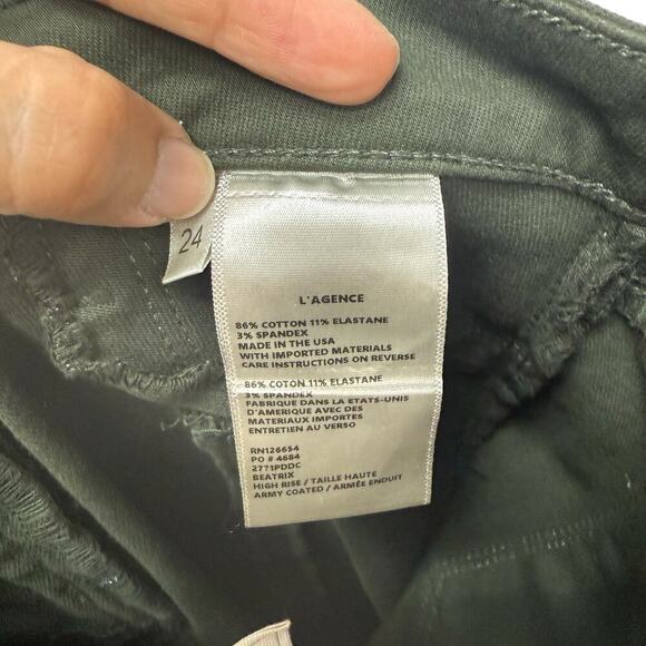 L'AGENCE Beatrix Army Coated High-Rise Flared Pants Women’s Size 24‎ - Picture 11 of 11